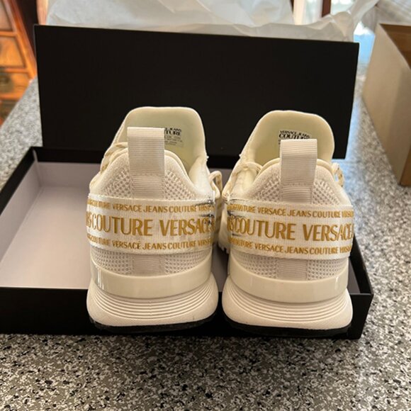 Versace Jeans Couture Women's White Low-Top Sneakers with Metallic Laces - EUC - Picture 5 of 10